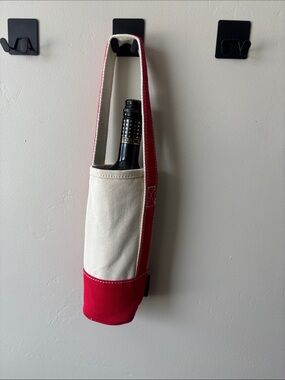Lands' End Canvas Wine Tote - Red and Natural